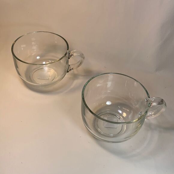 World Market Large Clear Glass Coffee Tea Cocoa Liquor Home Bar Mugs Set 2 New - Picture 1 of 4